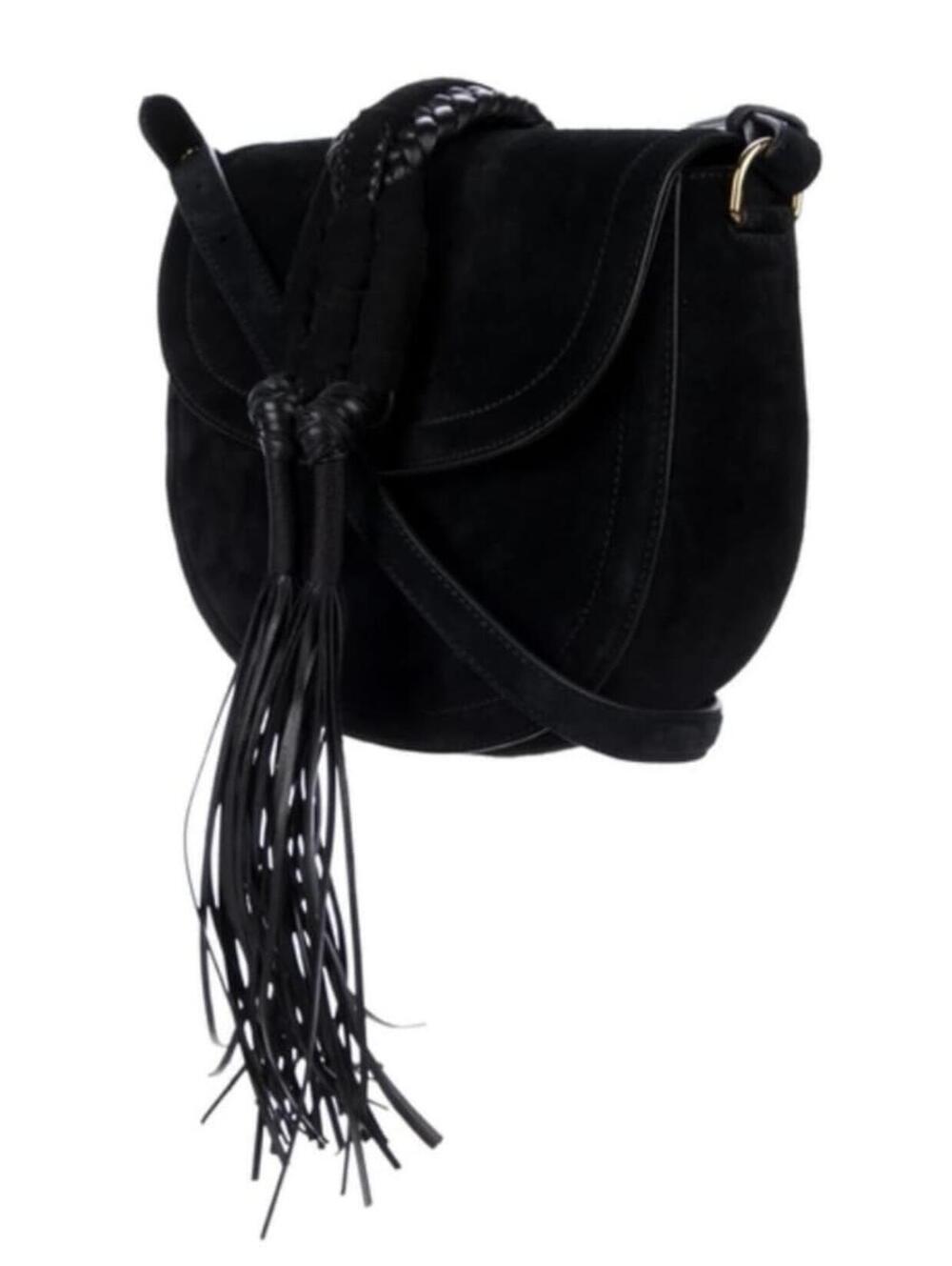 Altuzarra Ghianda Knot Saddle Bag Black Grained Suede Crossbody